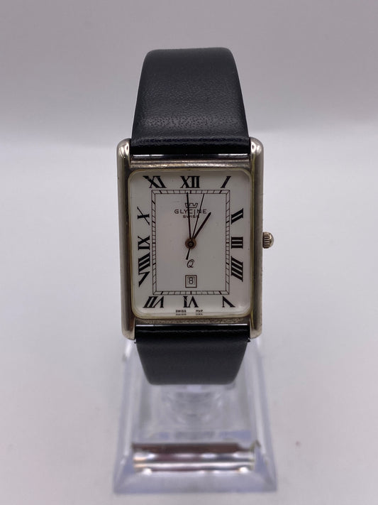 Vintage Gents Glycine 925 Silver Quartz Tank Dress Watch