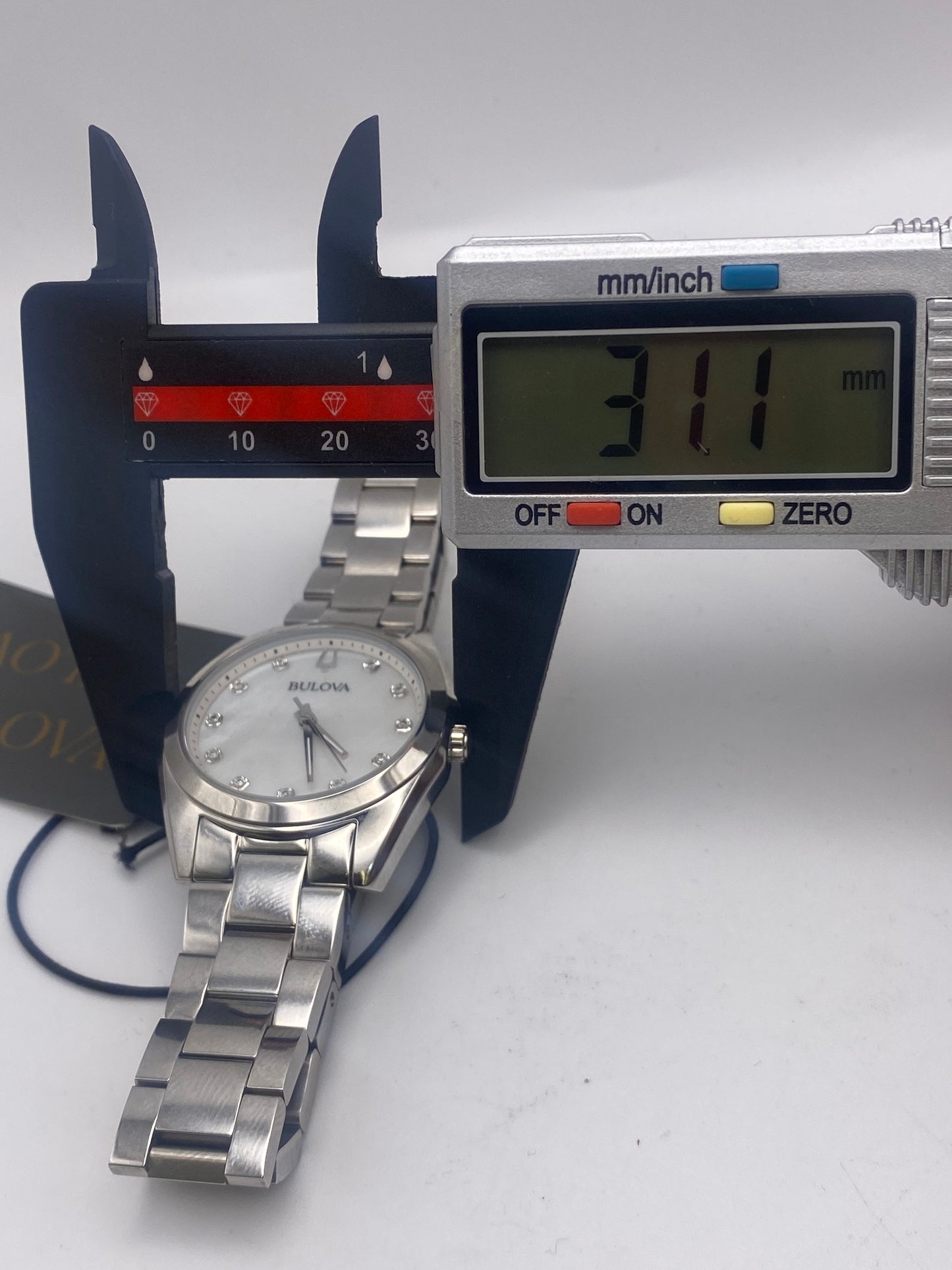 Ladies Bulova Quartz Dress Watch Mother Of Pearl & Diamonds