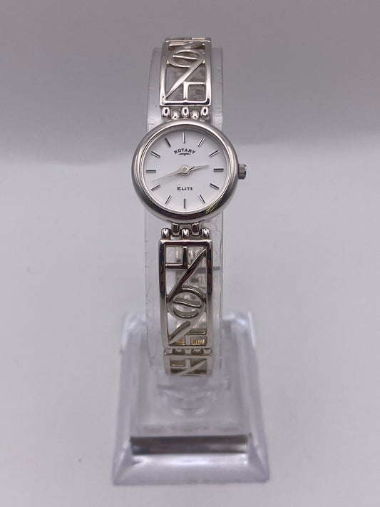 Ladies Rotary Quartz 925 Silver Cocktail Dress Watch With Box