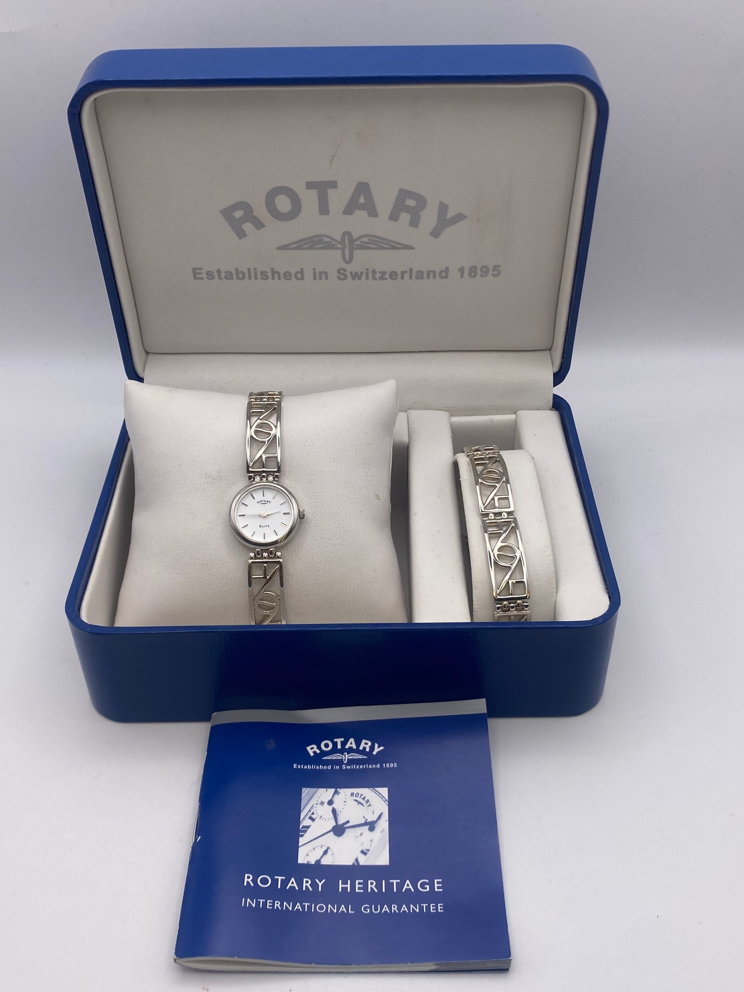Ladies Rotary Quartz 925 Silver Cocktail Dress Watch With Box