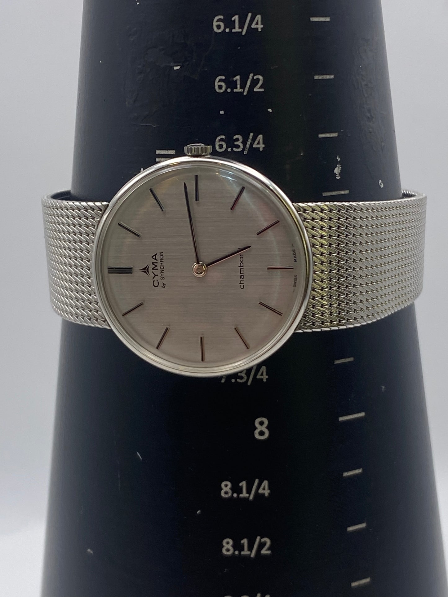 Vintage Cyma Chambond Manual Wind Mechanical Gents Round Stainless Steel Dress Watch