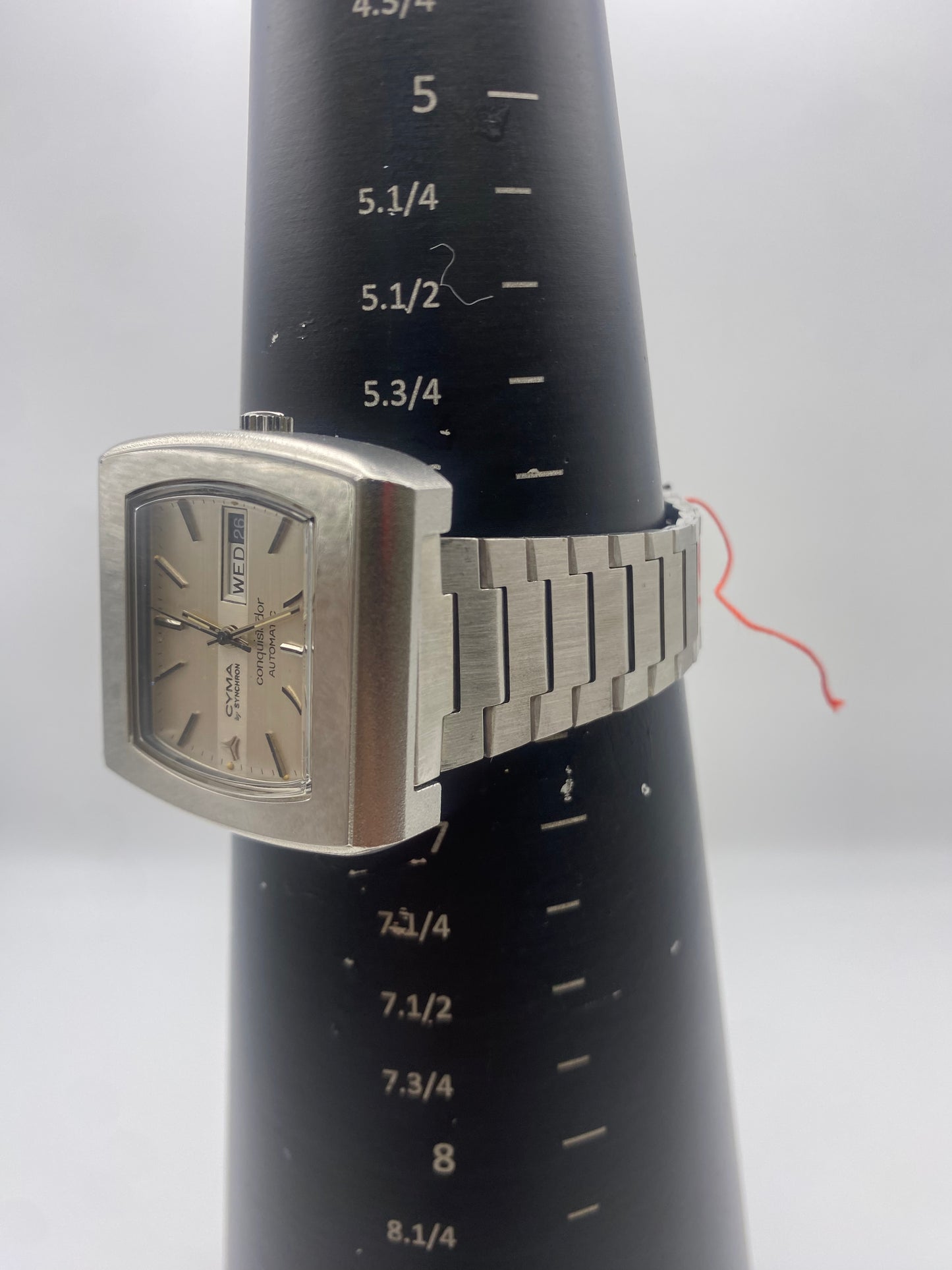 Vintage Cyma Conquistador Automatic Mechanical Silver Dial Dress Watch With Box & Tag