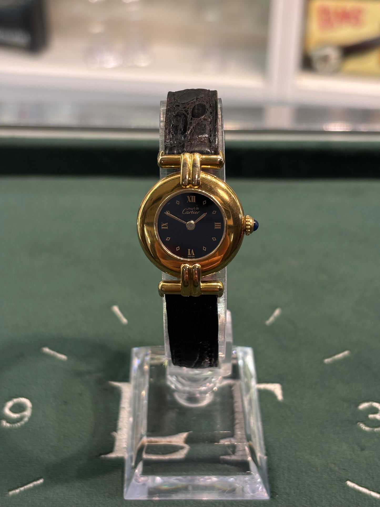 Vintage Must De Cartier Colisee Black Dial Ladies Watch