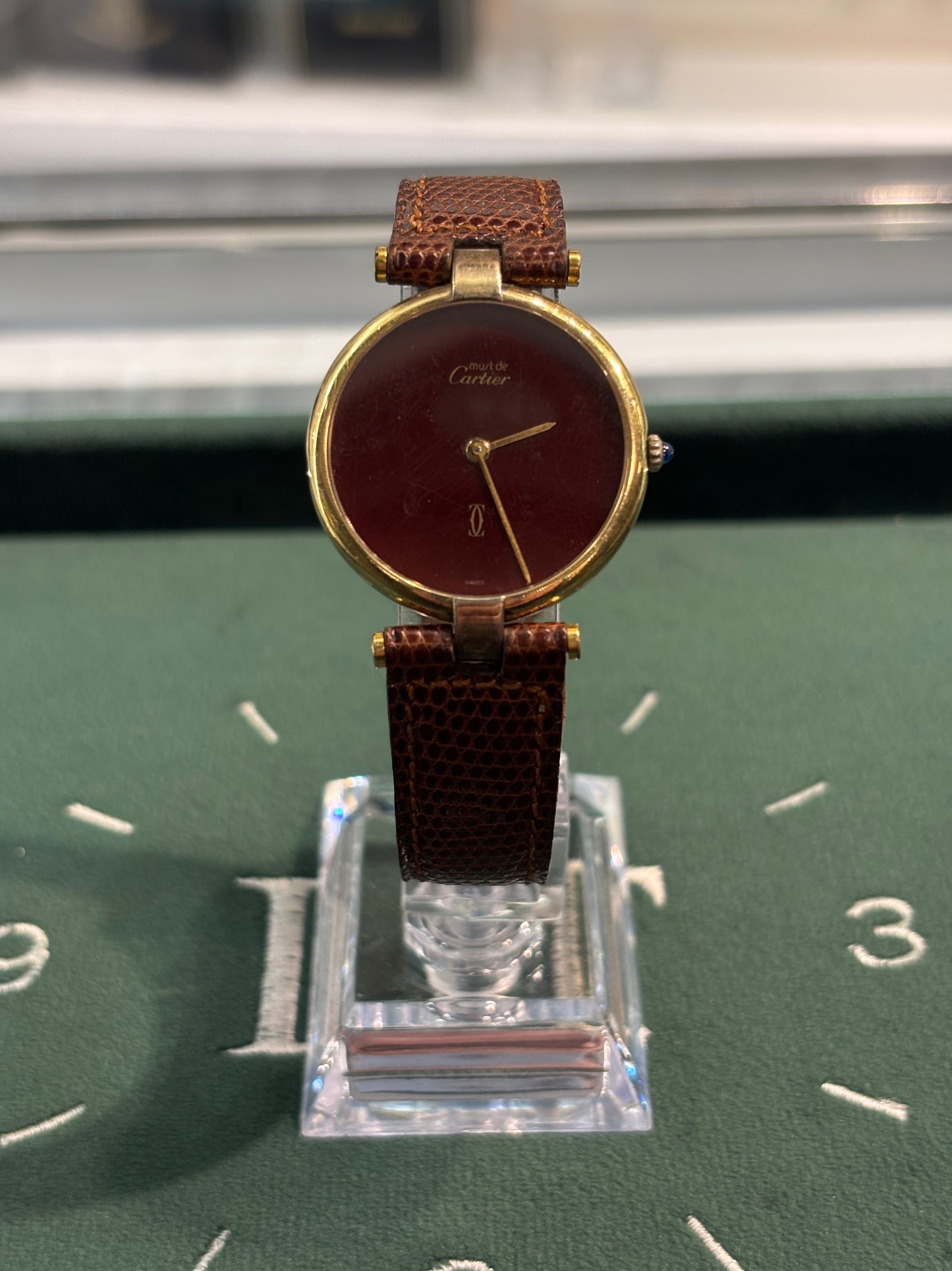 Vintage Cartier Must De Vendome Burgundy Dress Watch