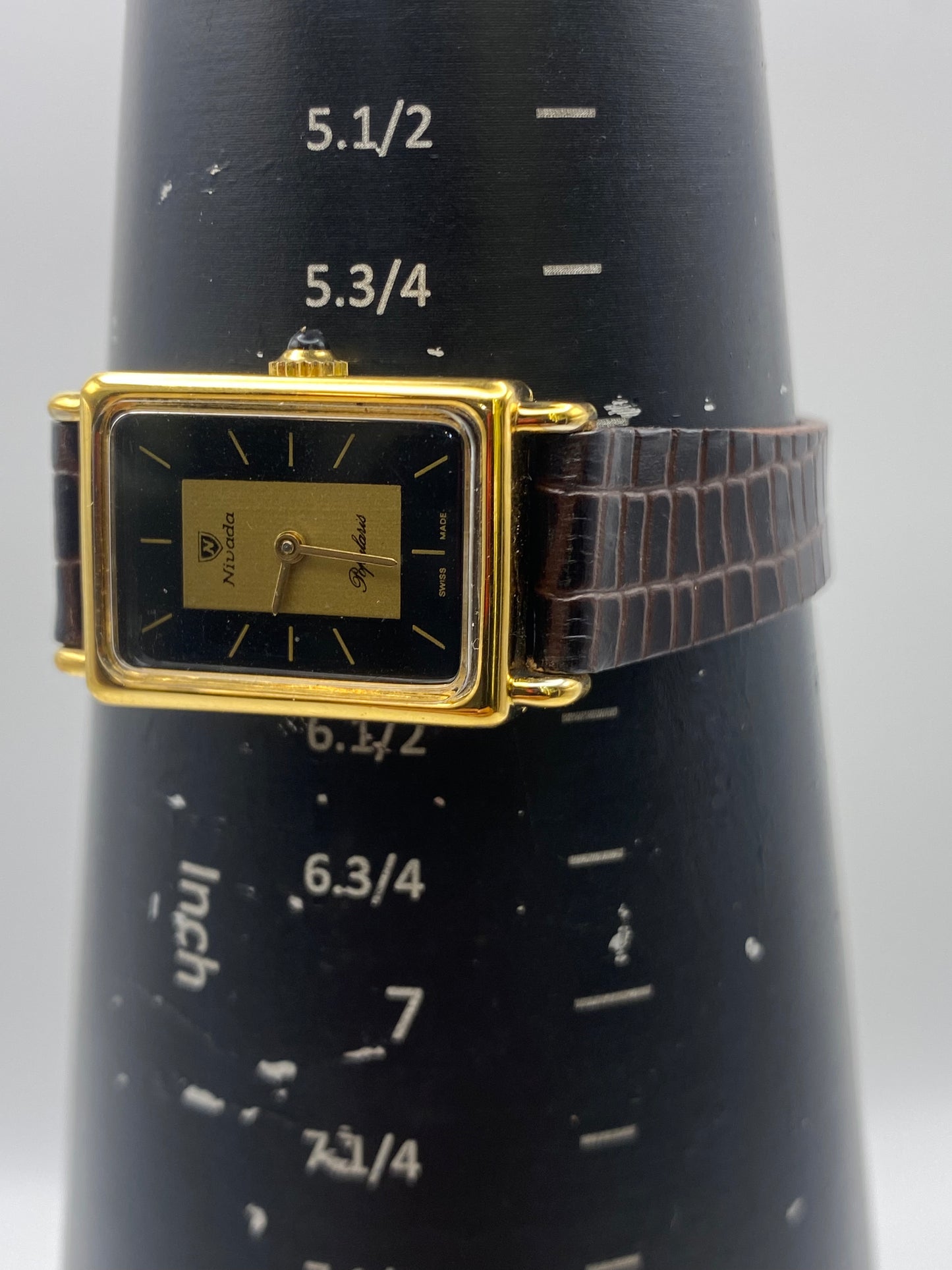 Vintage Nivada Two Tone Dial Tank Manual Wind Mechanical Dress Watch