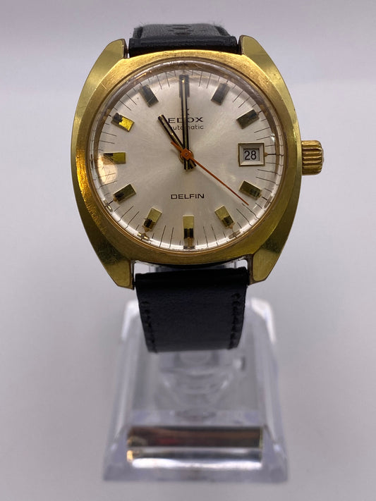 Vintage Gents Edox Delfin Gold Plated Automatic Mechanical Dress Watch