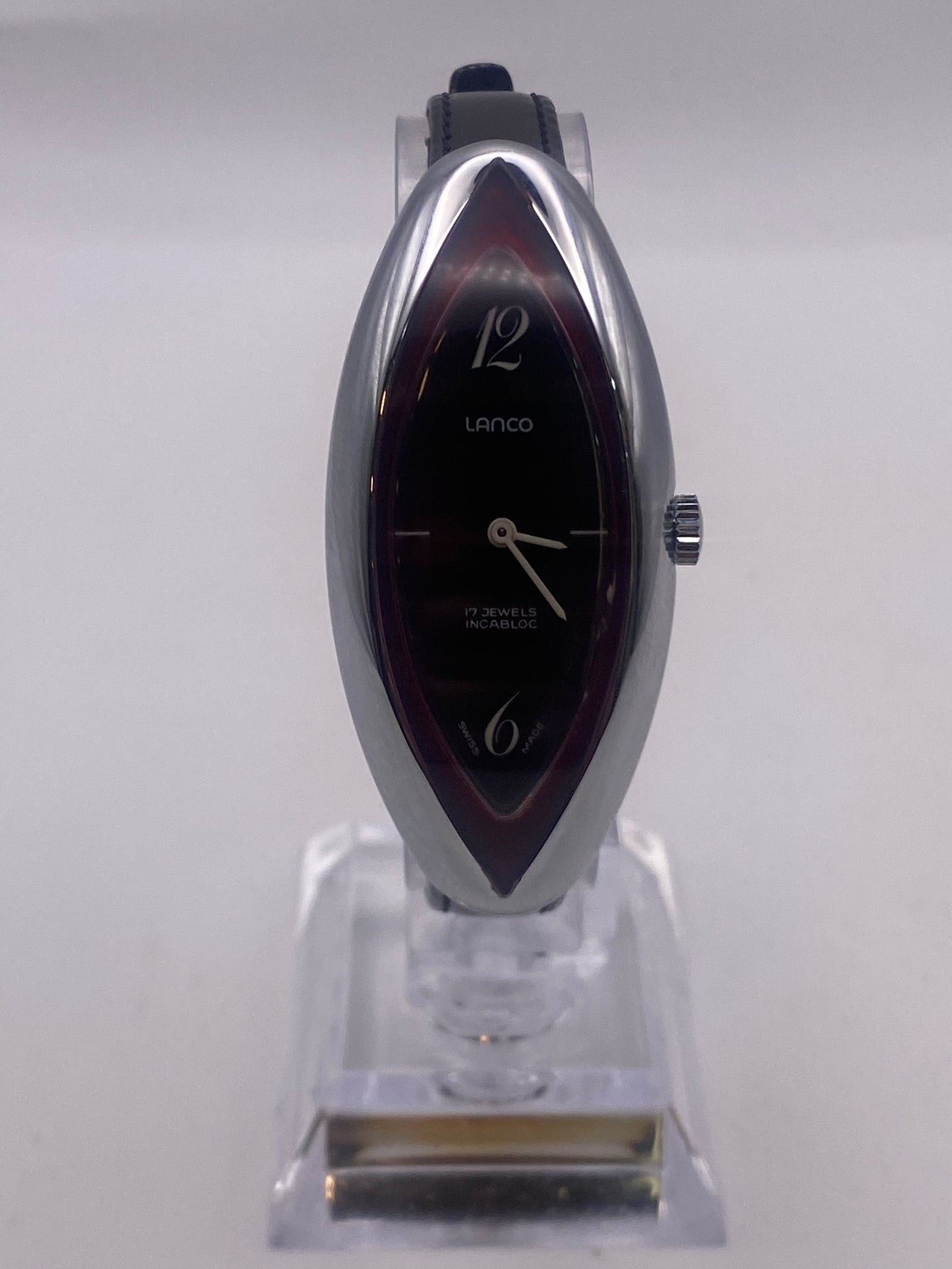 Vintage Lanco Red Dial Oval Case Manual Wind Mechanical