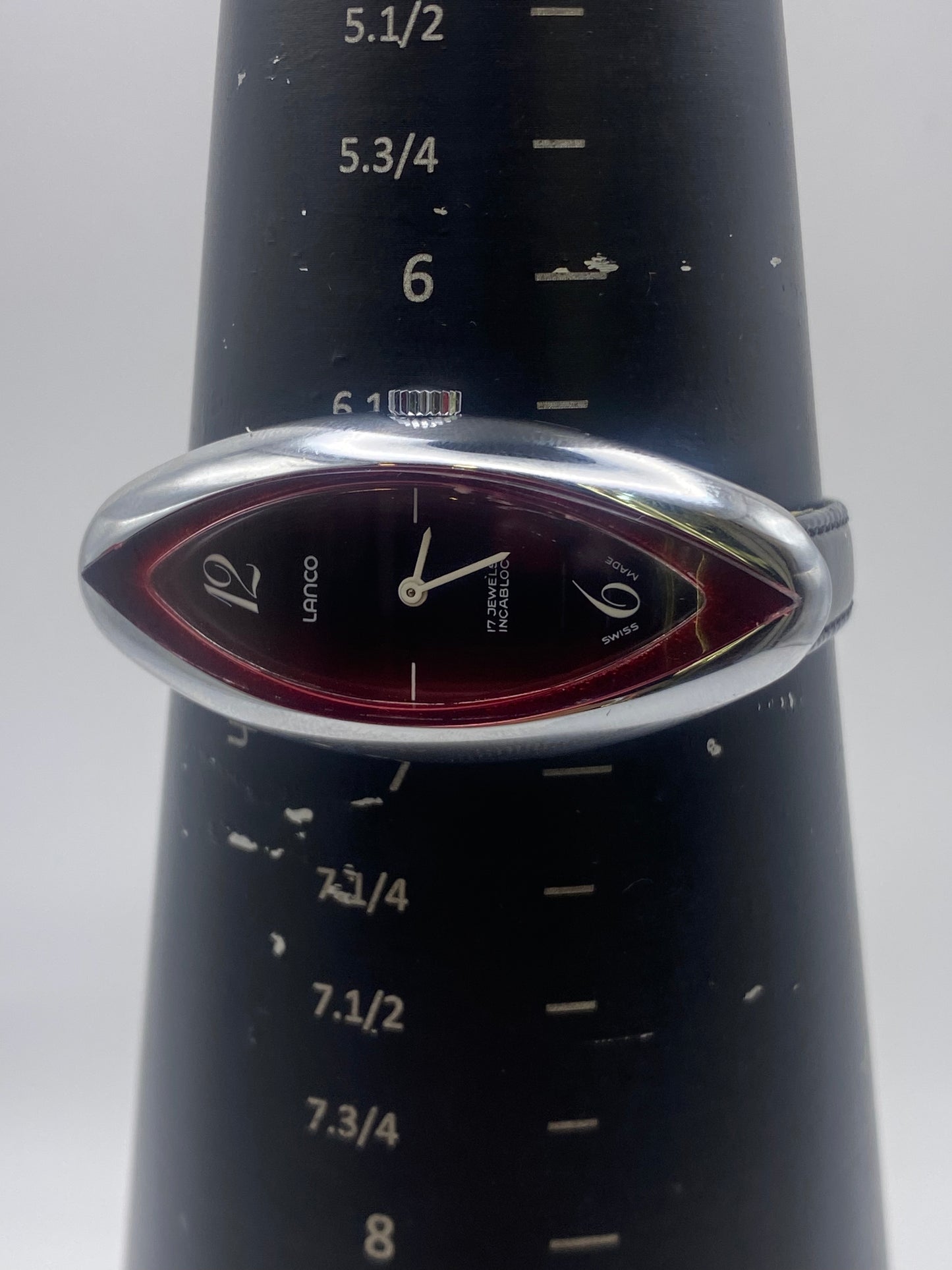 Vintage Lanco Red Dial Oval Case Manual Wind Mechanical