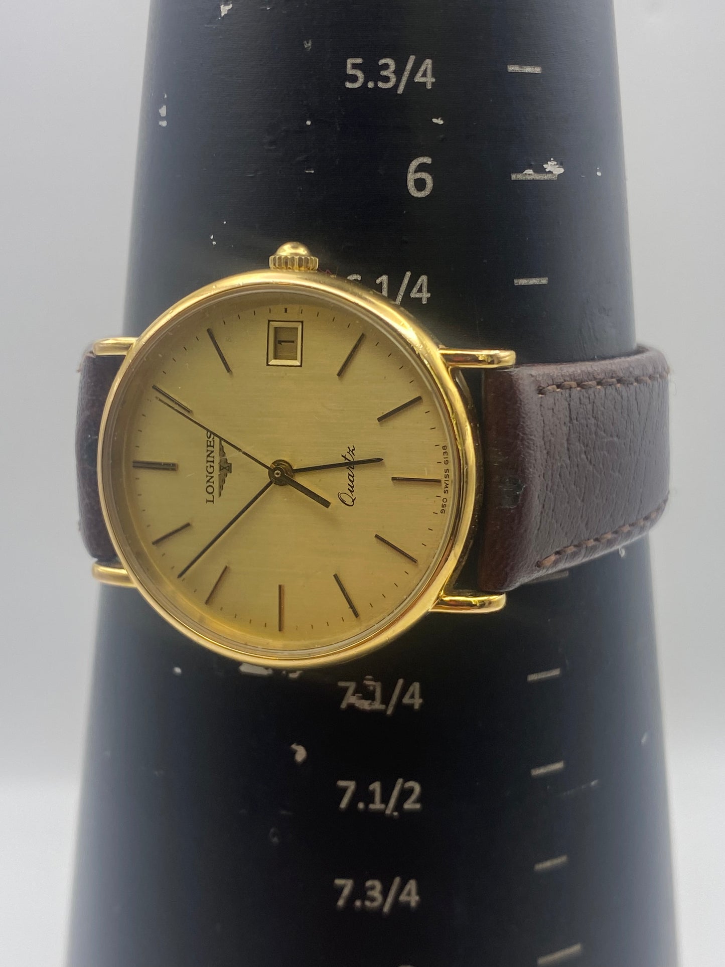 Vintage Gents Longines Gold Plated Quartz Dress Watch Box & Papers