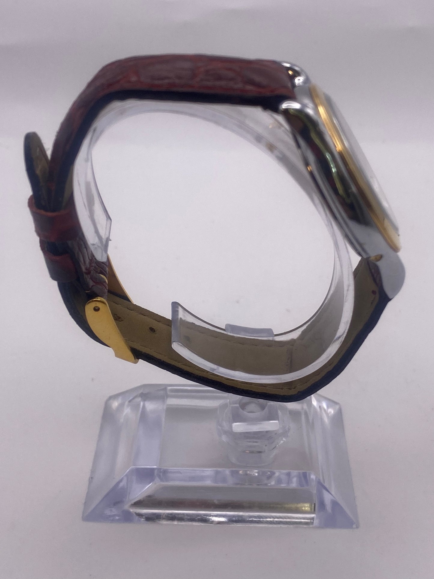 Vintage Bulova Silver Dial Quartz Chronograph Dress Watch With Box & Papers