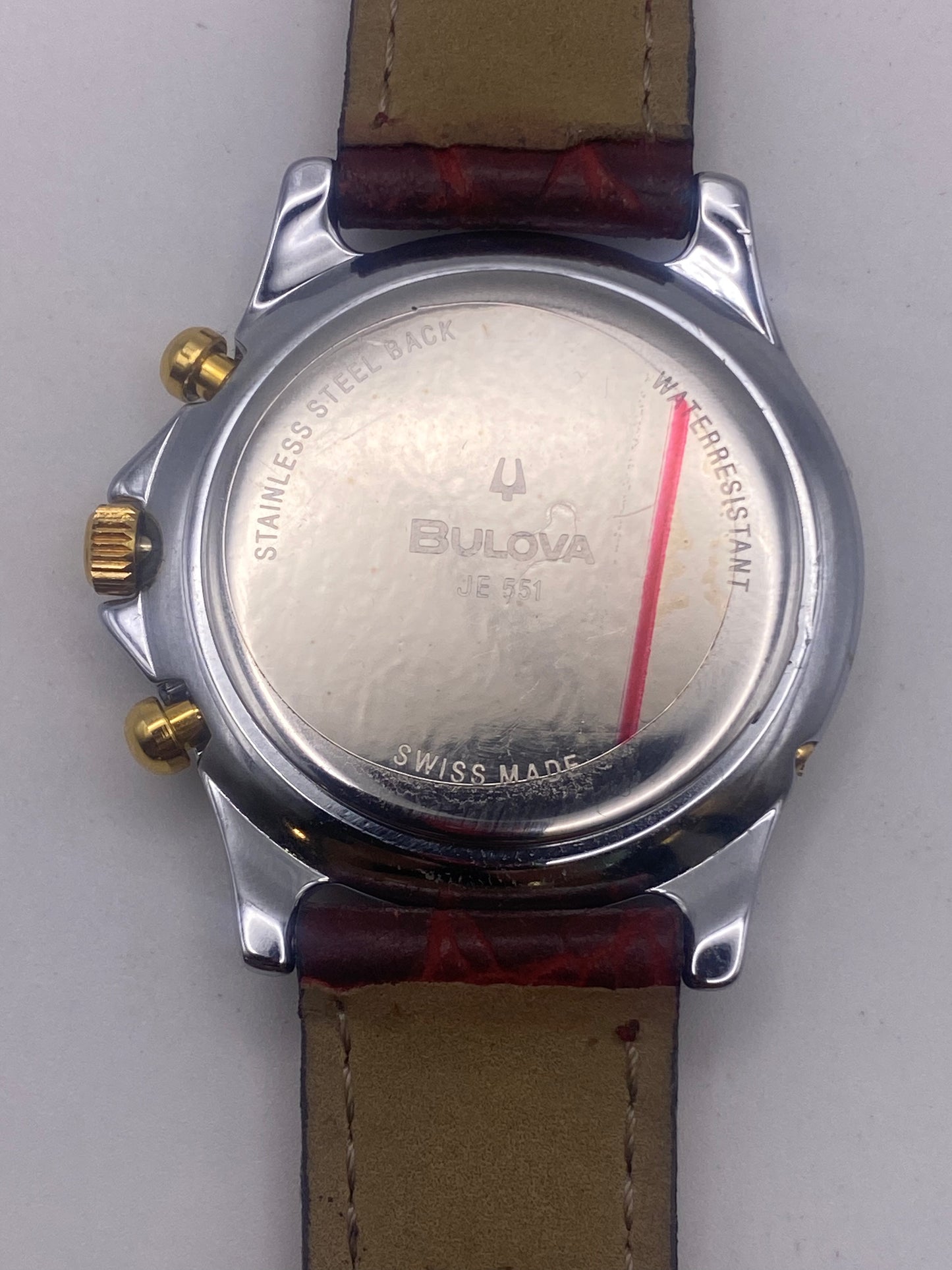 Vintage Bulova Silver Dial Quartz Chronograph Dress Watch With Box & Papers