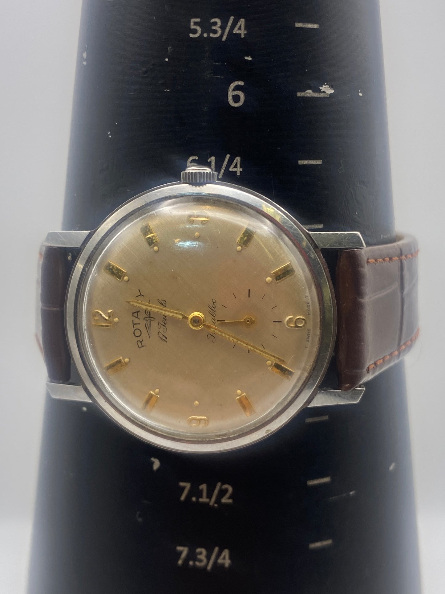 Vintage Gents Rotary Manual Wind mechanical Patina Dial Dress Watch