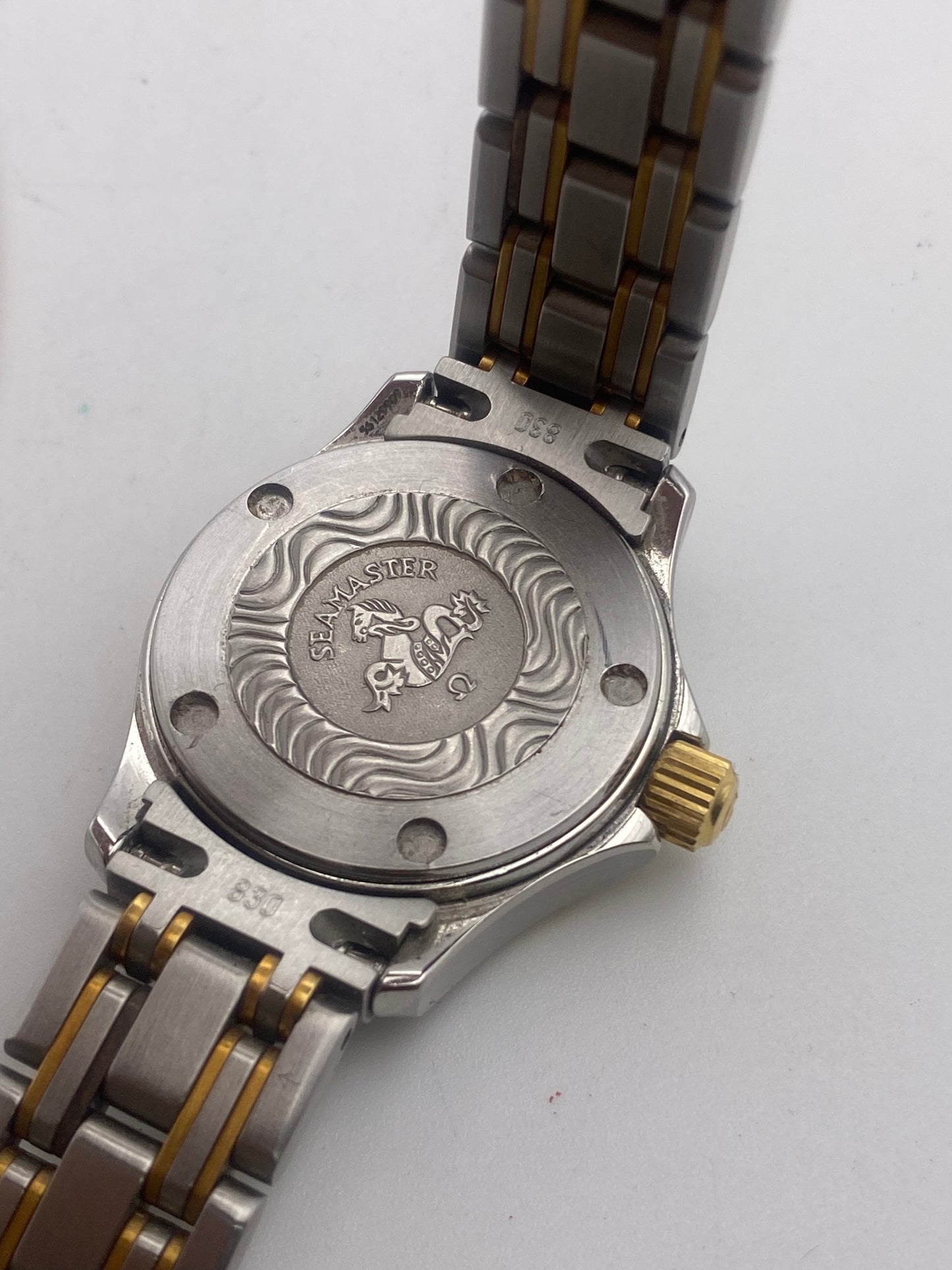 Vintage Ladies Omega Seamaster Stainless Steel & 18ct Gold Sports Watch