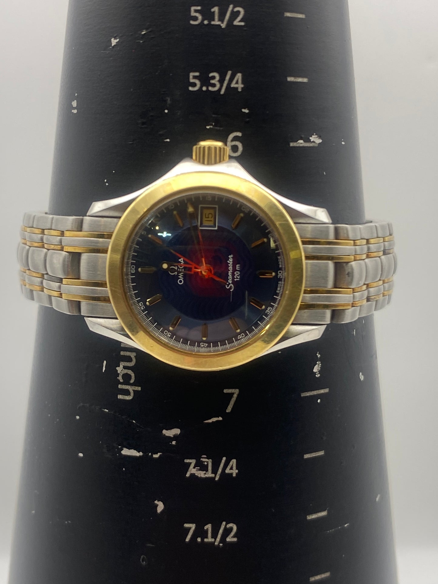 Vintage Ladies Omega Seamaster Stainless Steel & 18ct Gold Sports Watch
