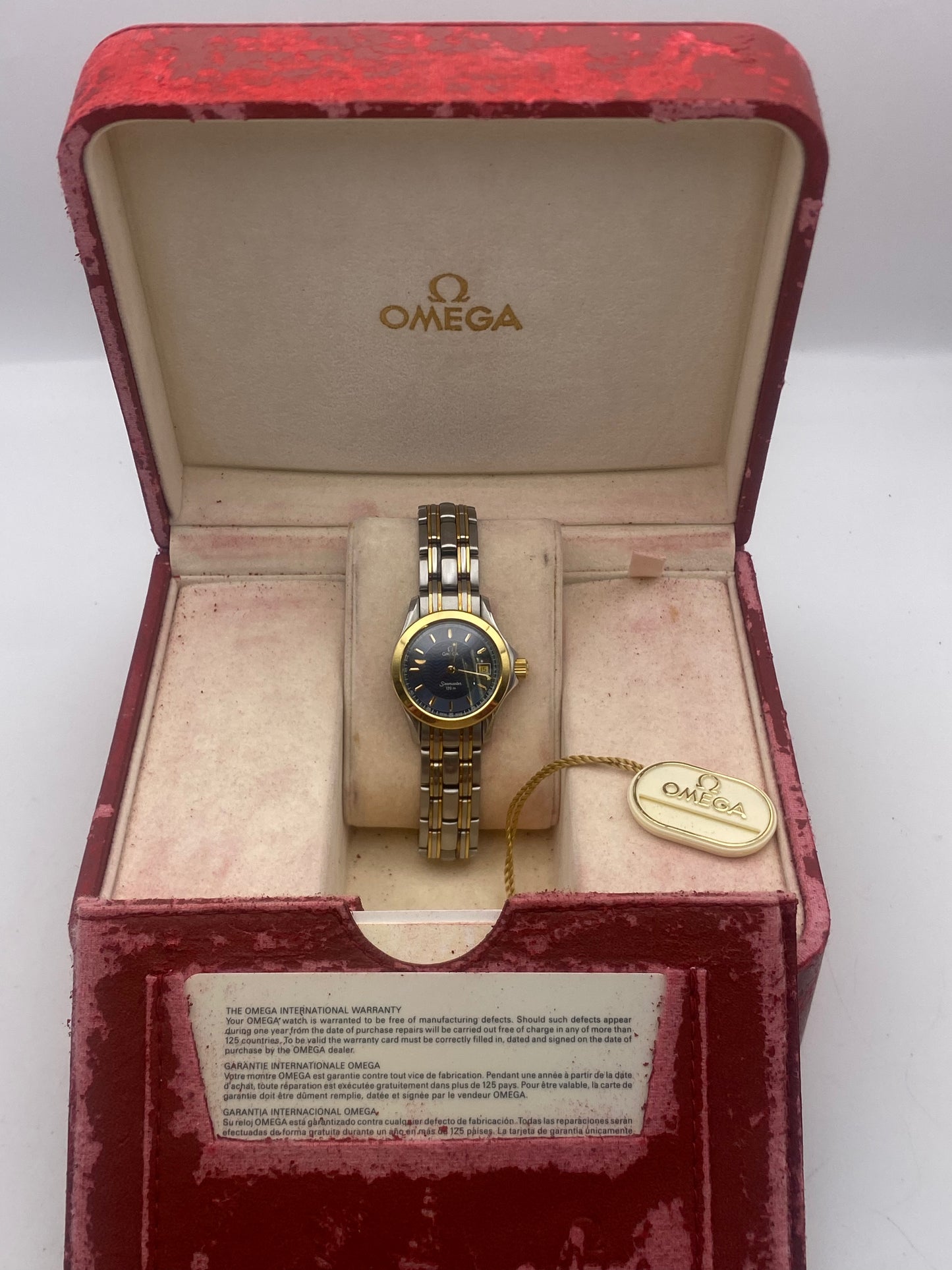 Vintage Ladies Omega Seamaster Stainless Steel & 18ct Gold Sports Watch