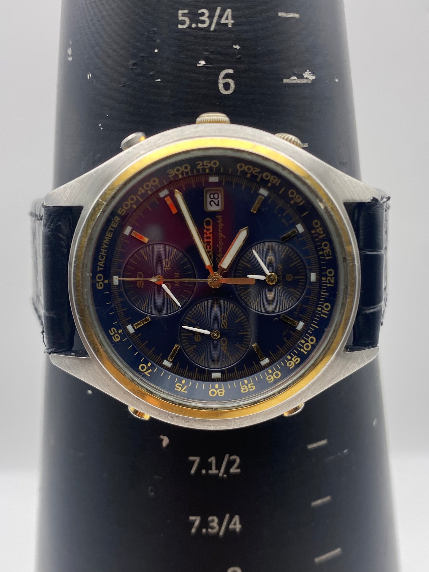 Vintage Seiko Gents Quartz Chronograph Watch Leather Strap