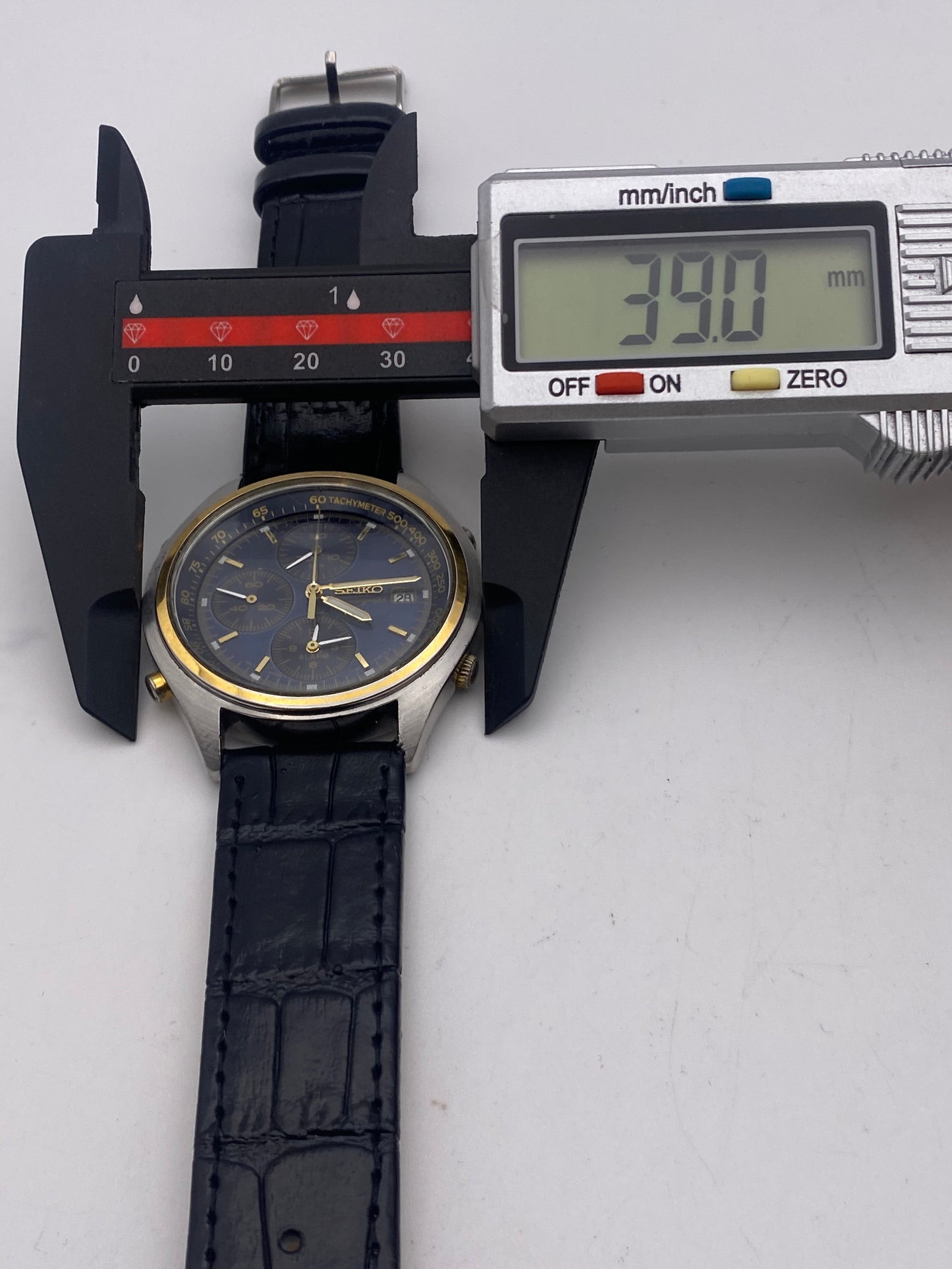 Vintage Seiko Gents Quartz Chronograph Watch Leather Strap