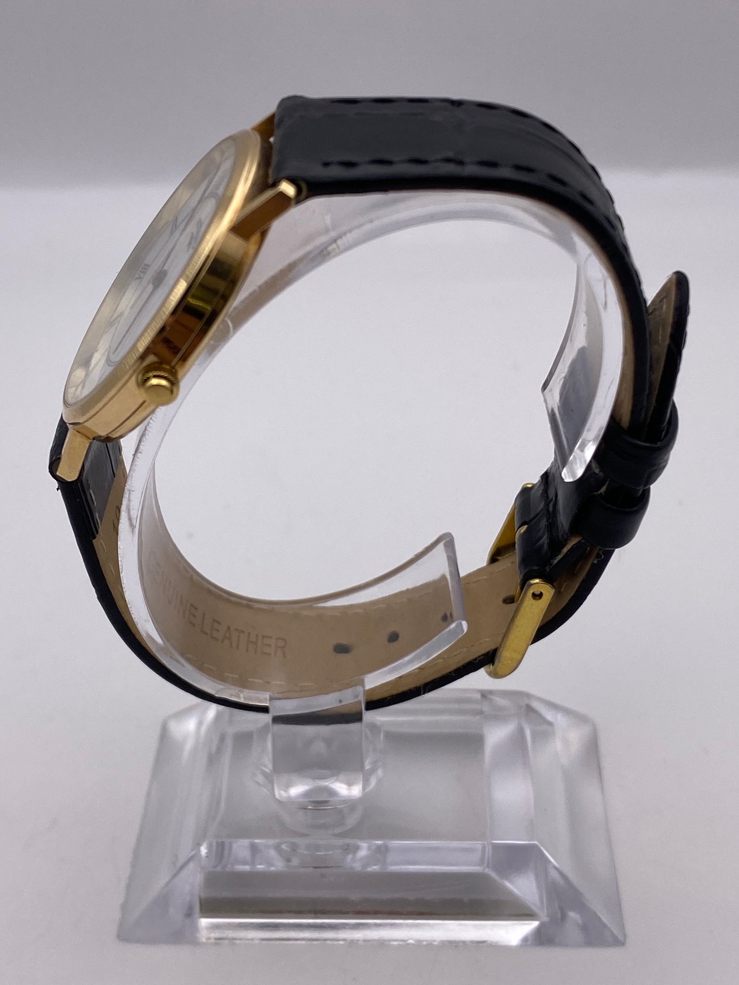 Rotary Gents White Dial Quartz 9ct Gold Dress Watch With Box