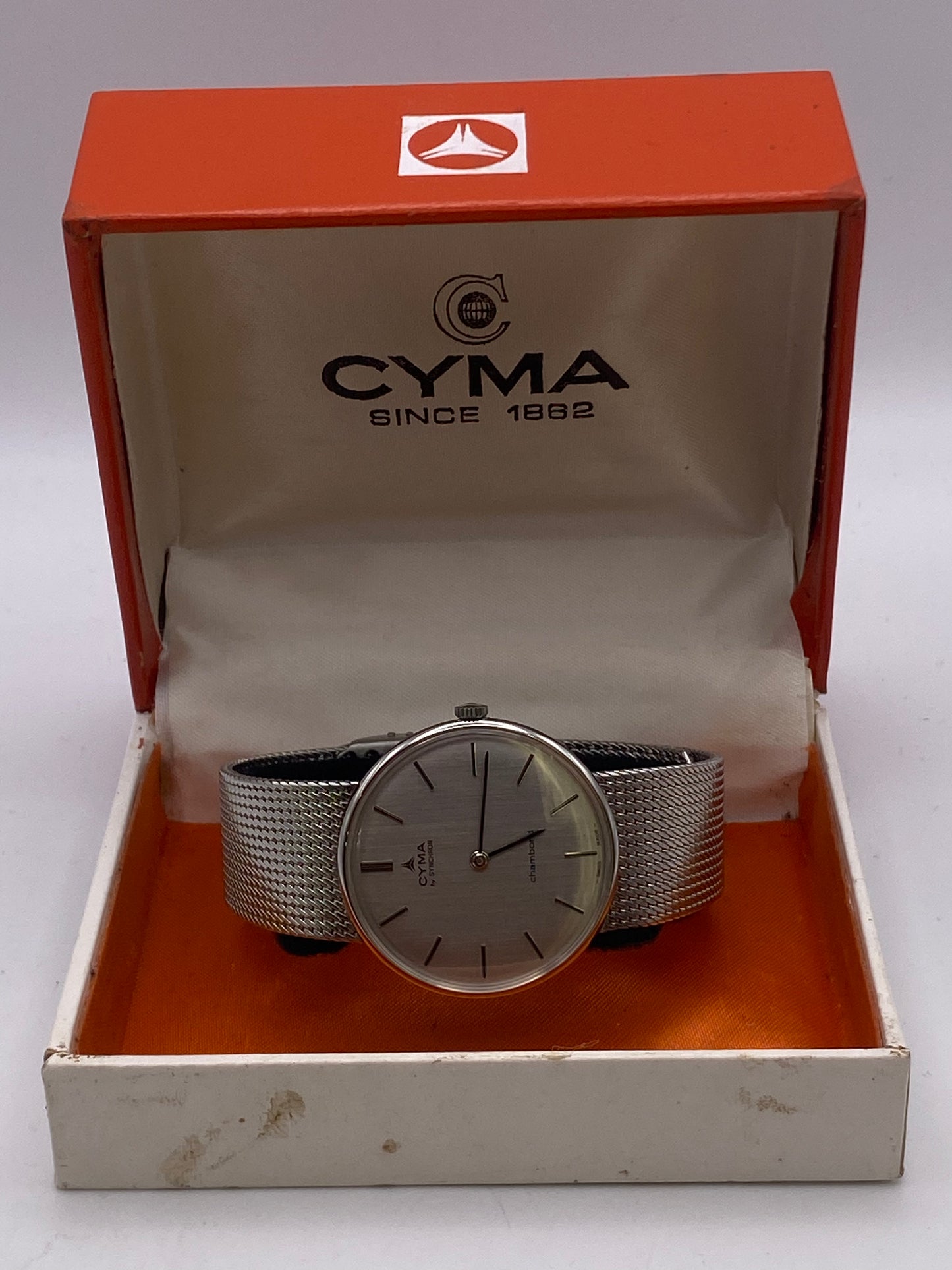 Vintage Cyma Chambond Manual Wind Mechanical Gents Round Stainless Steel Dress Watch