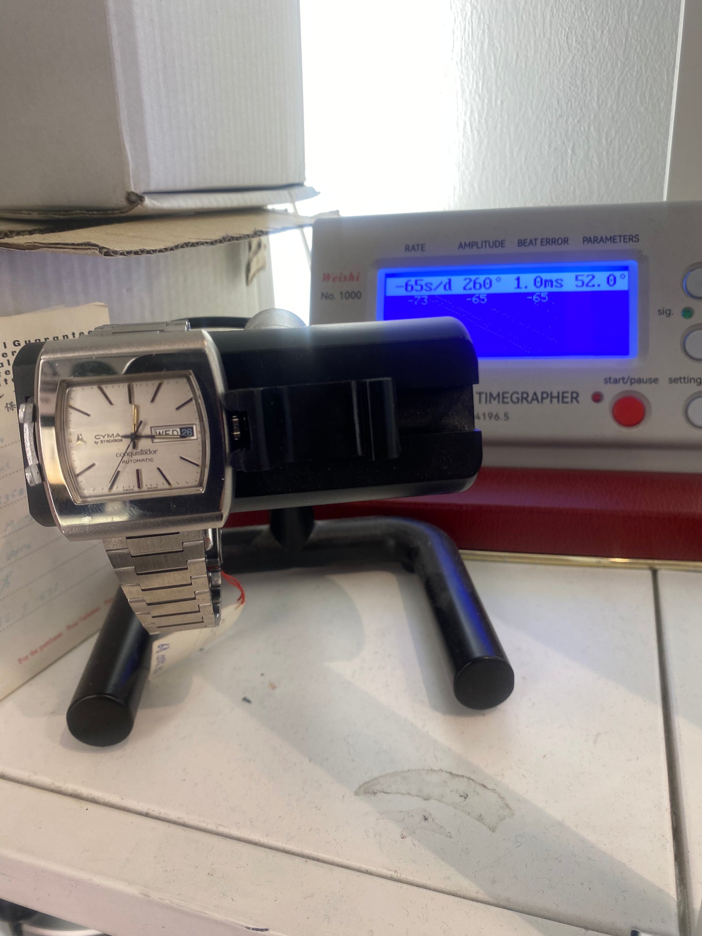 Vintage Cyma Conquistador Automatic Mechanical Silver Dial Dress Watch With Box & Tag