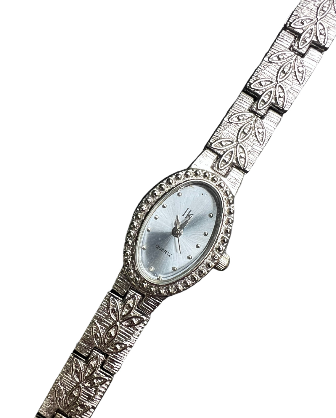 Superb vintage LK stainless steel women's watch with oval sky blue dial