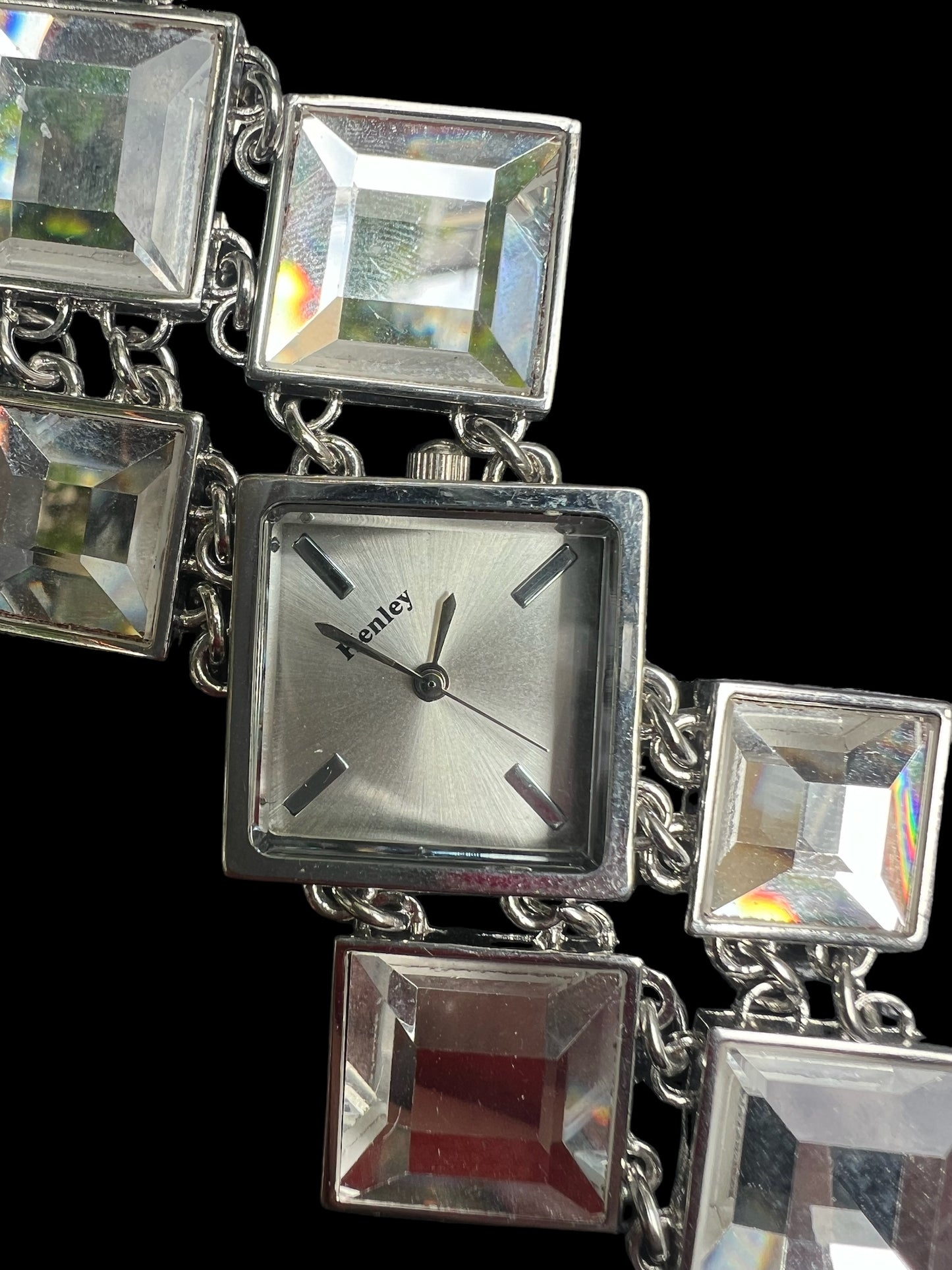 Unusual Henley vintage ladies women’s cocktail dress watch glass bracelet