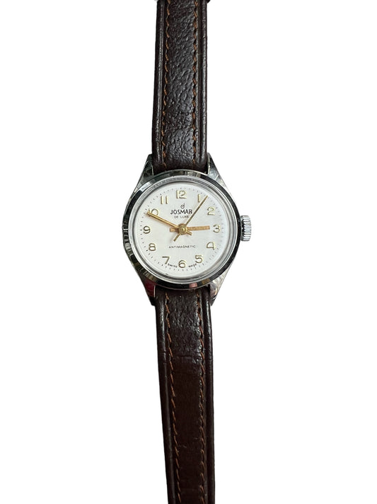 Vintage Josmar De Luxe ladies women’s  watch with white dial