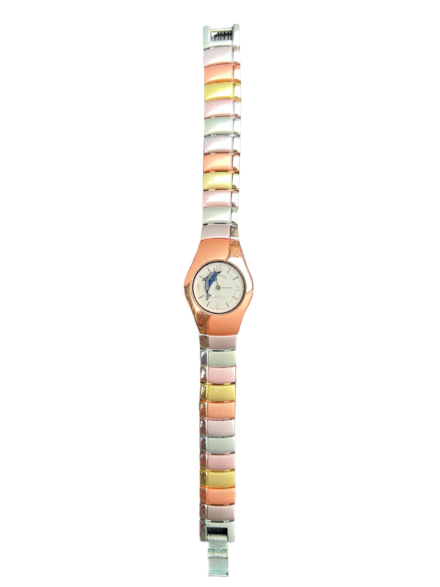 Unusual Louis Valentin ladies watch multicolour  bracelet Swiss Design