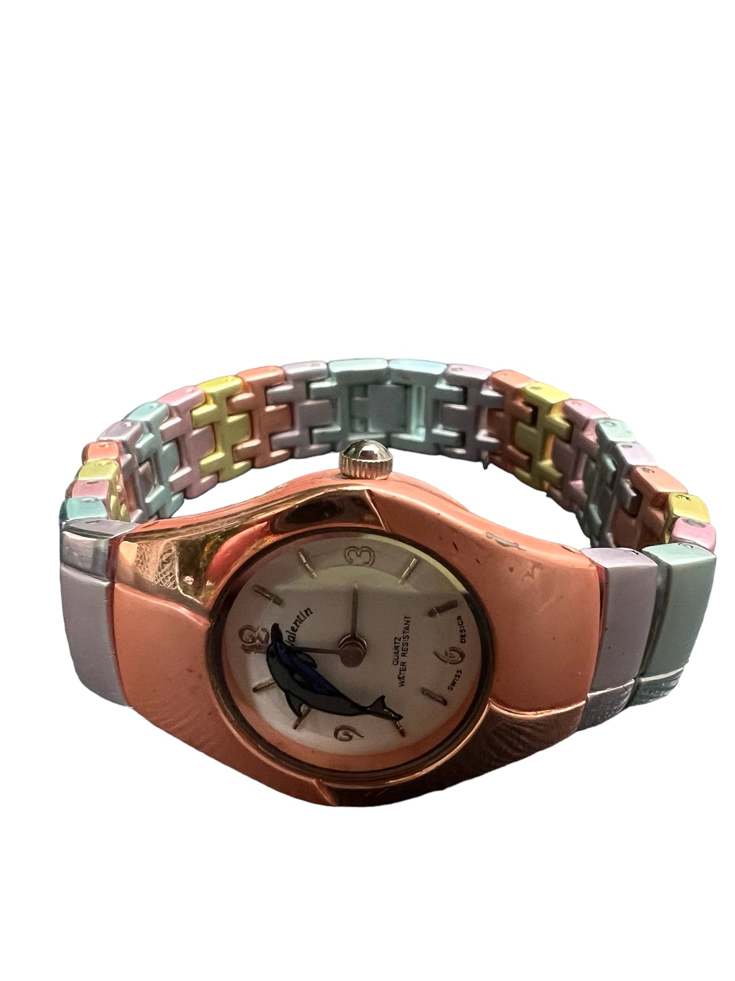 Unusual Louis Valentin ladies watch multicolour  bracelet Swiss Design