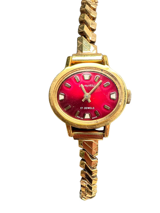 Unusual vintage Inventic ladies women’s cocktail dress watch with red dial