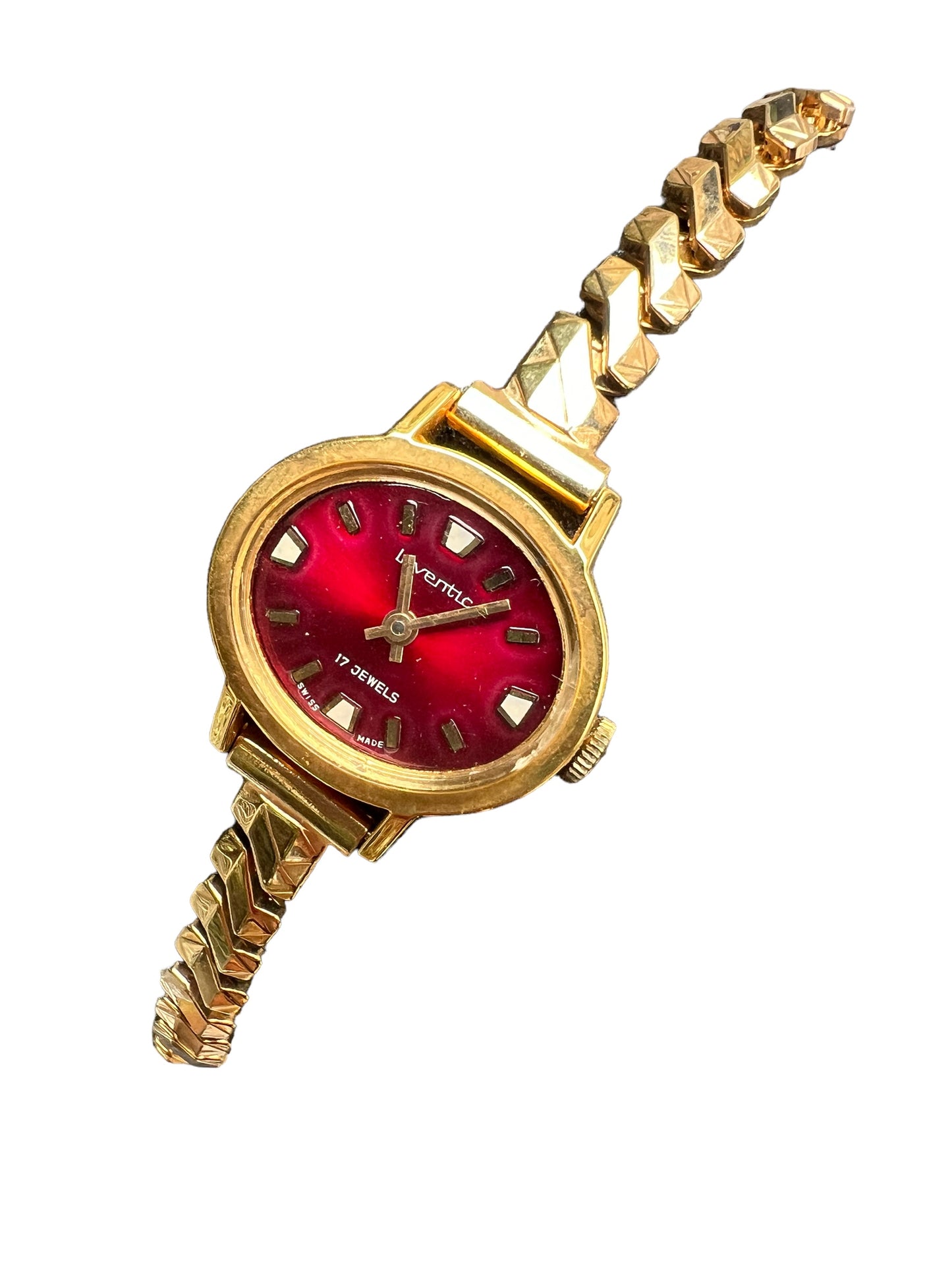 Unusual vintage Inventic ladies women’s cocktail dress watch with red dial