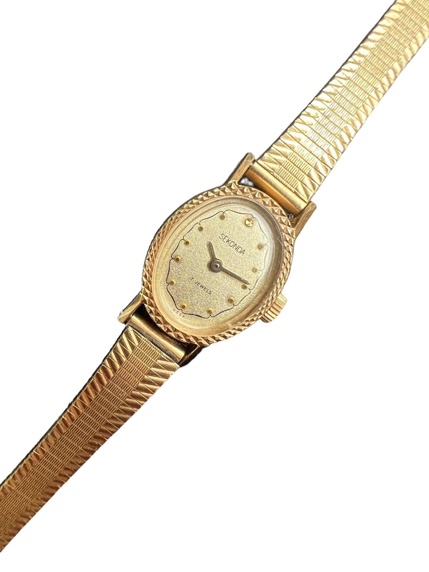 Superb vintage Sekonda ladies women’s cocktail dress watch with gold oval face