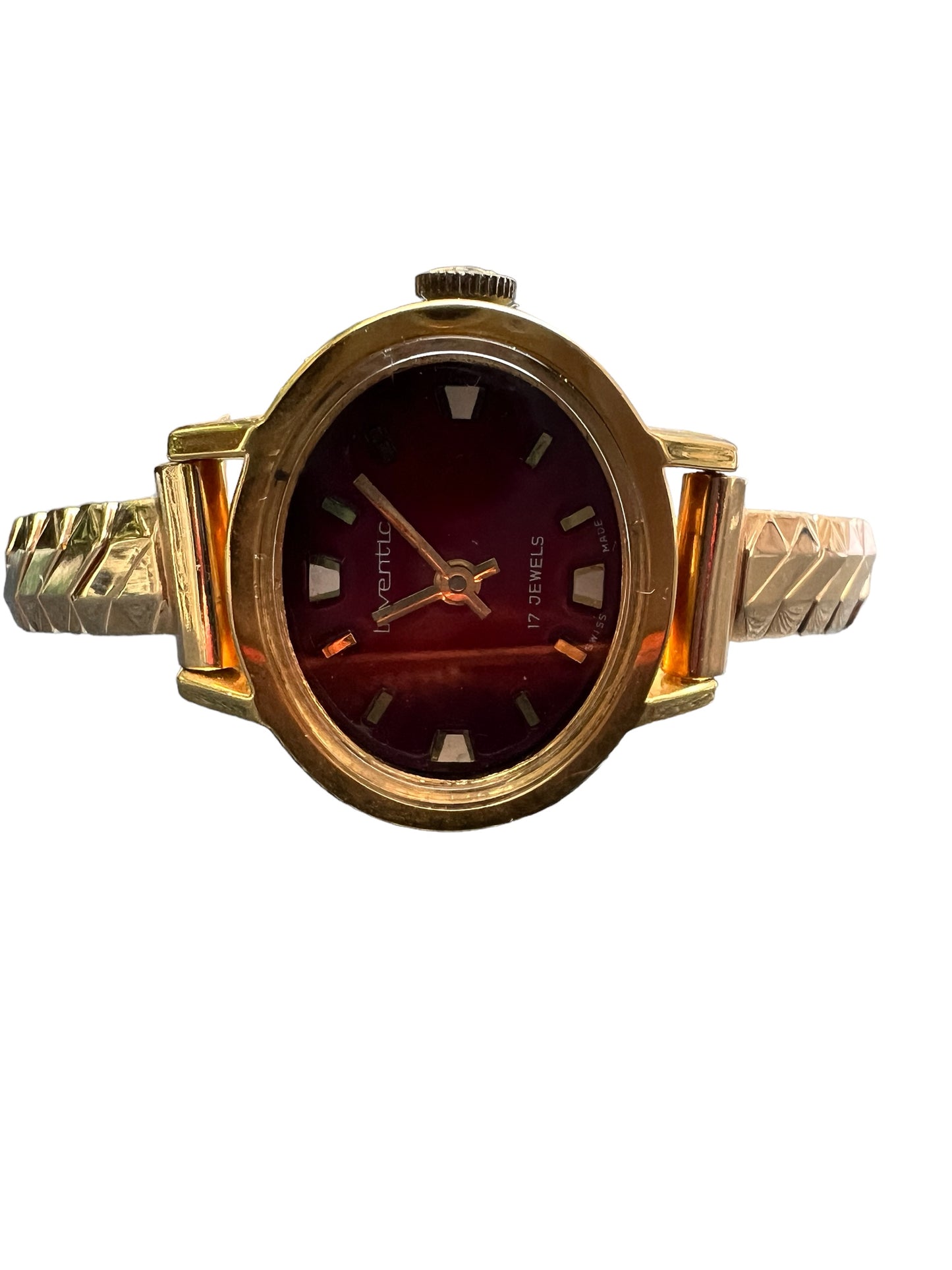 Unusual vintage Inventic ladies women’s cocktail dress watch with red dial