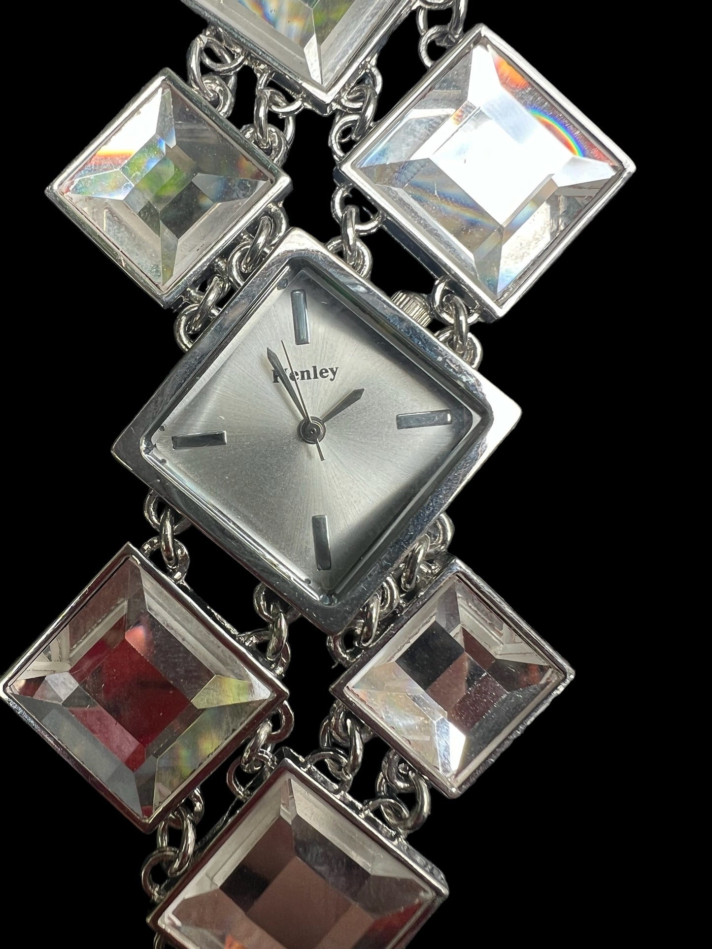 Unusual Henley vintage ladies women’s cocktail dress watch glass bracelet