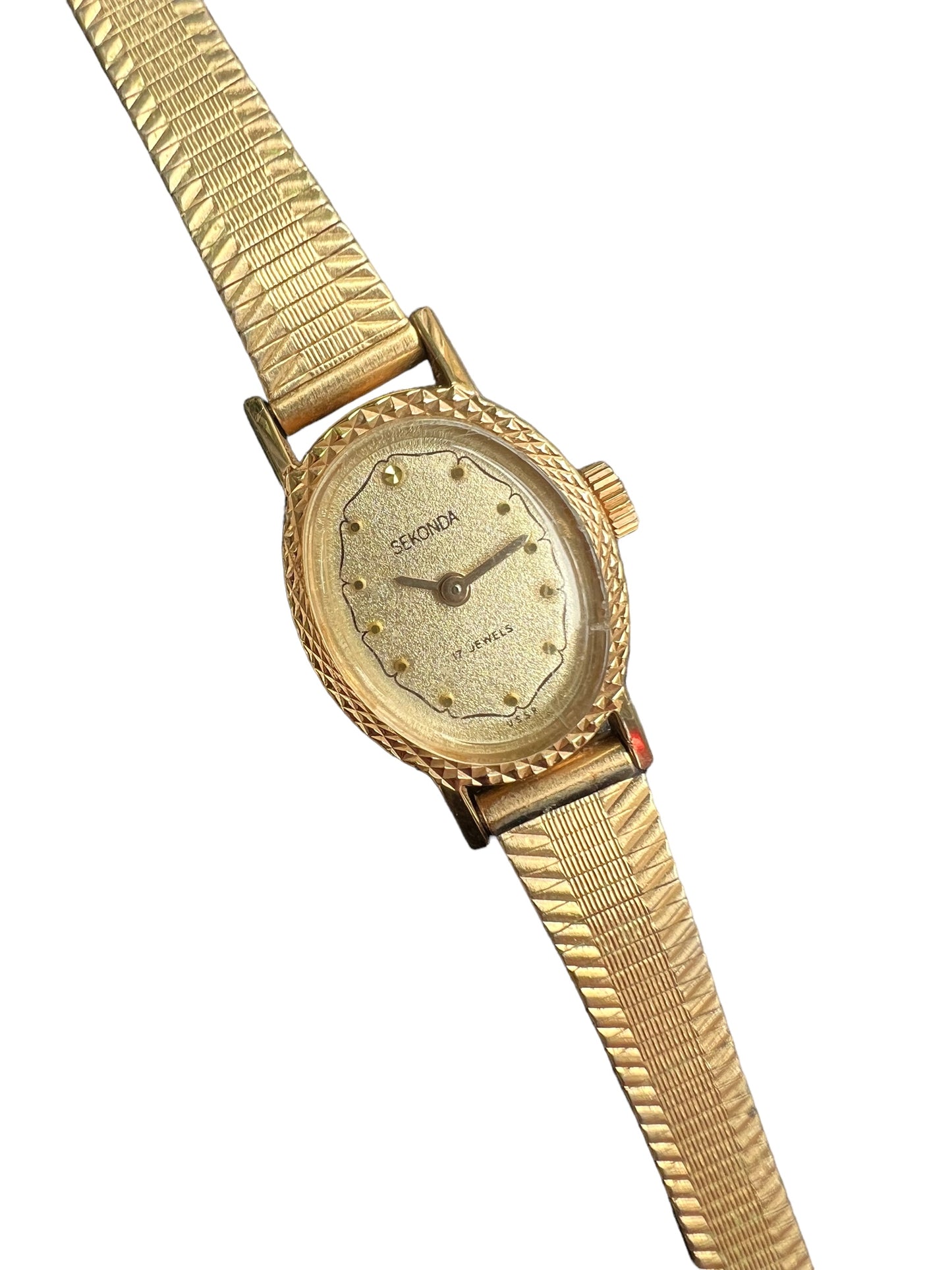 Superb vintage Sekonda ladies women’s cocktail dress watch with gold oval face